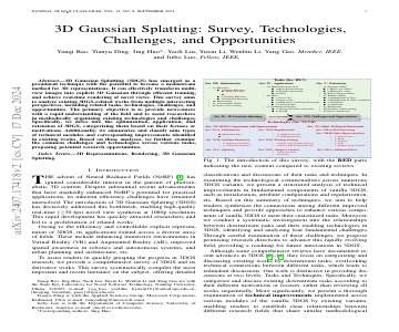 Paper thumbnail for 3D Gaussian Splatting: Survey, Technologies, Challenges, and Opportunities