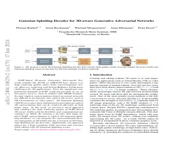 Paper thumbnail for Gaussian Splatting Decoder for 3D‑aware Generative Adversarial Networks