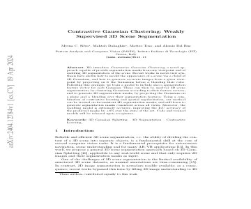 Paper thumbnail for Contrastive Gaussian Clustering: Weakly Supervised 3D Scene Segmentation