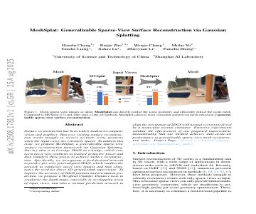 Paper thumbnail for MeshSplat: Generalizable Sparse-View Surface Reconstruction via Gaussian Splatting