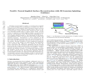 Paper thumbnail for NeuSG: Neural Implicit Surface Reconstruction with 3D Gaussian Splatting Guidance