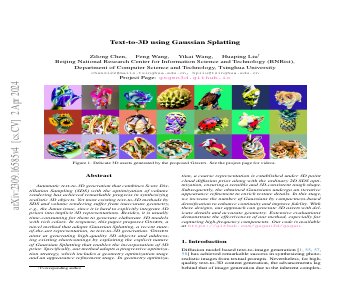 Paper thumbnail for Text-to-3D using Gaussian Splatting