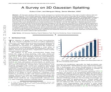 Paper thumbnail for A Survey on 3D Gaussian Splatting