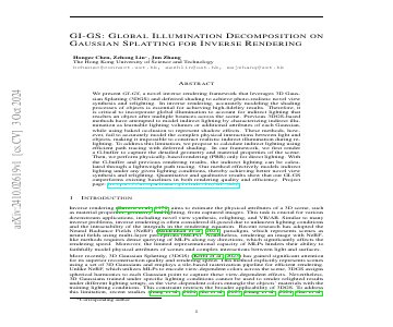 Paper thumbnail for GI-GS: Global Illumination Decomposition on Gaussian Splatting for Inverse Rendering
