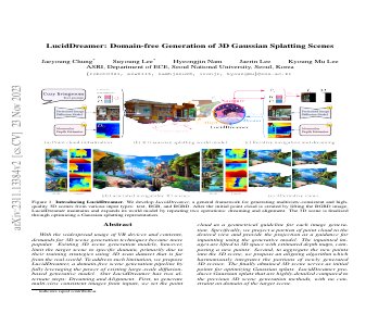 Paper thumbnail for LucidDreamer: Domain-free Generation of 3D Gaussian Splatting Scenes