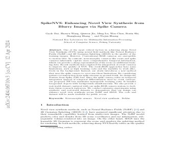 Paper thumbnail for SpikeNVS: Enhancing Novel View Synthesis from Blurry Images via Spike Camera