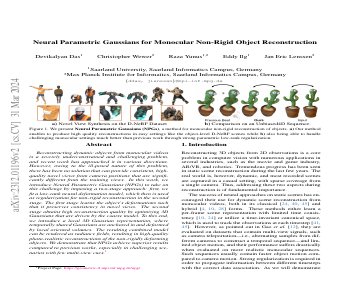 Paper thumbnail for Neural Parametric Gaussians for Monocular Non-Rigid Object Reconstruction