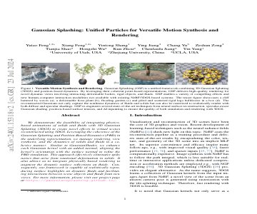 Paper thumbnail for Gaussian Splashing: Dynamic Fluid Synthesis with Gaussian Splatting