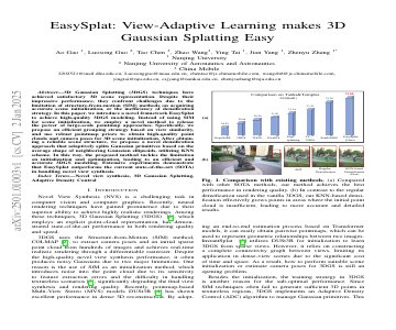 Paper thumbnail for EasySplat: View-Adaptive Learning makes 3D Gaussian Splatting Easy