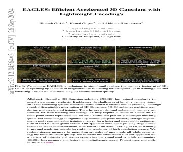 Paper thumbnail for EAGLES: Efficient Accelerated 3D Gaussians with Lightweight EncodingS