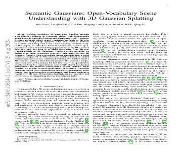 Paper thumbnail for Semantic Gaussians: Open-Vocabulary Scene Understanding with 3D Gaussian Splatting