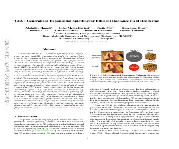 Paper thumbnail for GES: Generalized Exponential Splatting for Efficient Radiance Field Rendering