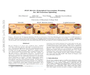 Paper thumbnail for PUP 3D-GS: Principled Uncertainty Pruning for 3D Gaussian Splatting