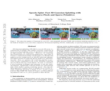 Paper thumbnail for Speedy-Splat: Fast 3D Gaussian Splatting with Sparse Pixels and Sparse Primitives