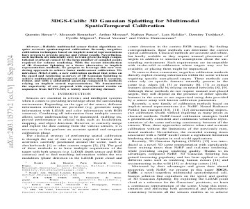 Paper thumbnail for 3DGS-Calib: 3D Gaussian Splatting for Multimodal SpatioTemporal Calibration