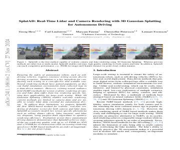 Paper thumbnail for SplatAD: Real-Time Lidar and Camera Rendering with 3D Gaussian Splatting for Autonomous Driving