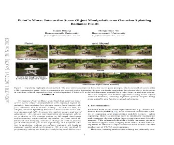 Paper thumbnail for Point'n Move: Interactive Scene Object Manipulation on Gaussian Splatting Radiance Fields