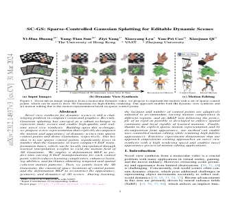 Paper thumbnail for SC-GS: Sparse-Controlled Gaussian Splatting for Editable Dynamic Scenes