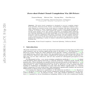 Paper thumbnail for Zero-shot Point Cloud Completion Via 2D Priors