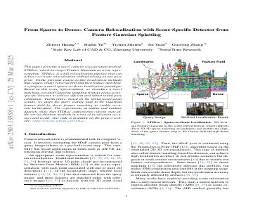Paper thumbnail for From Sparse to Dense: Camera Relocalization with Scene-Specific Detector from Feature Gaussian Splatting