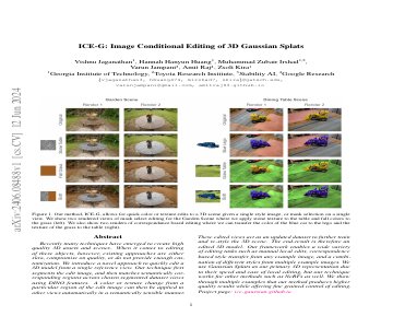 Paper thumbnail for ICE-G: Image Conditional Editing of 3D Gaussian Splats