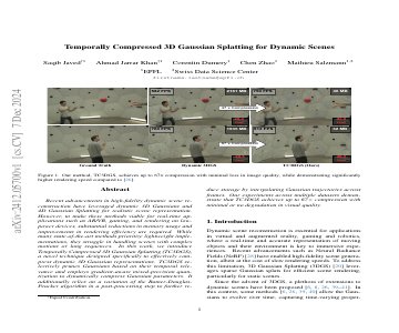 Paper thumbnail for Temporally Compressed 3D Gaussian Splatting for Dynamic Scenes