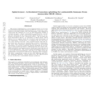 Paper thumbnail for SplatArmor: Articulated Gaussian splatting for animatable humans from monocular RGB videos