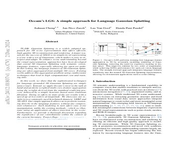 Paper thumbnail for Occam's LGS: A Simple Approach for Language Gaussian Splatting