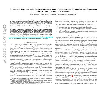 Paper thumbnail for Gradient-Driven 3D Segmentation and Affordance Transfer in Gaussian Splatting Using 2D Masks