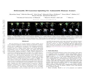 Paper thumbnail for Deformable 3D Gaussian Splatting for Animatable Human Avatars