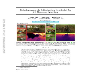 Paper thumbnail for RAIN-GS: Relaxing Accurate Initialization Constraint for 3D Gaussian Splatting