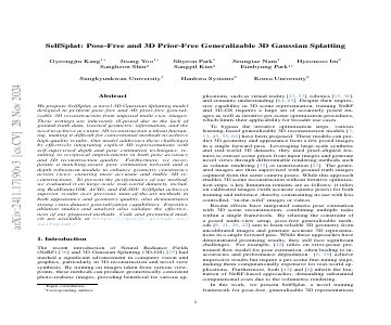 Paper thumbnail for SelfSplat: Pose-Free and 3D Prior-Free Generalizable 3D Gaussian Splatting