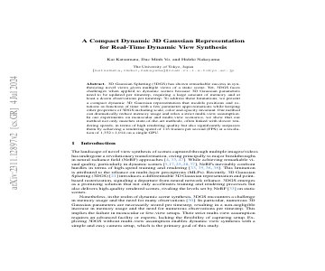 Paper thumbnail for A Compact Dynamic 3D Gaussian Representation for Real-Time Dynamic View Synthesis