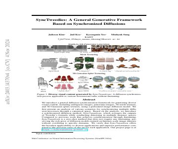 Paper thumbnail for SyncTweedies: A General Generative Framework Based on Synchronized Diffusions