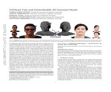 Paper thumbnail for GGHead: Fast and Generalizable 3D Gaussian Heads