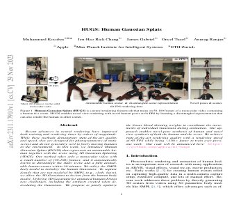 Paper thumbnail for HUGS: Human Gaussian Splats