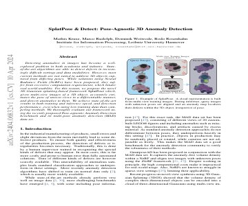Paper thumbnail for SplatPose & Detect: Pose-Agnostic 3D Anomaly Detection