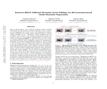 Paper thumbnail for Instruct-4DGS: Efficient Dynamic Scene Editing via 4D Gaussian-based Static-Dynamic Separation