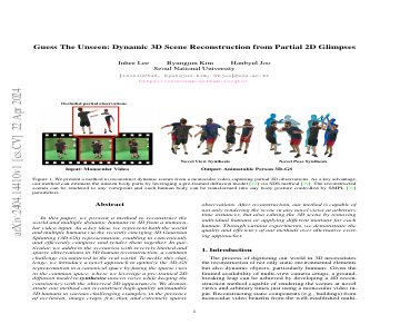 Paper thumbnail for Guess The Unseen: Dynamic 3D Scene Reconstruction from Partial 2D Glimpses