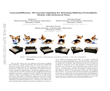 Paper thumbnail for GaussianDiffusion: 3D Gaussian Splatting for Denoising Diffusion Probabilistic Models with Structured Noise