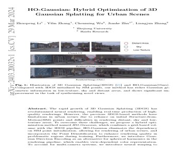 Paper thumbnail for HO-Gaussian: Hybrid Optimization of 3D Gaussian Splatting for Urban Scenes