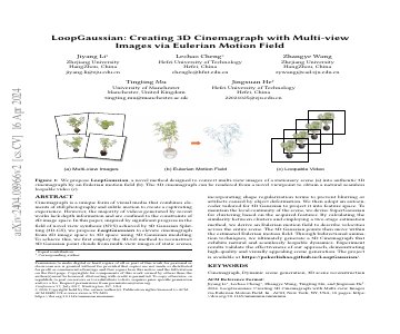 Paper thumbnail for LoopGaussian: Creating 3D Cinemagraph with Multi-view Images via Eulerian Motion Field