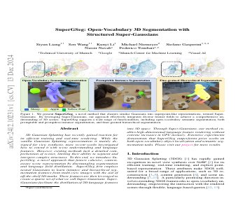 Paper thumbnail for SuperGSeg: Open-Vocabulary 3D Segmentation with Structured Super-Gaussians