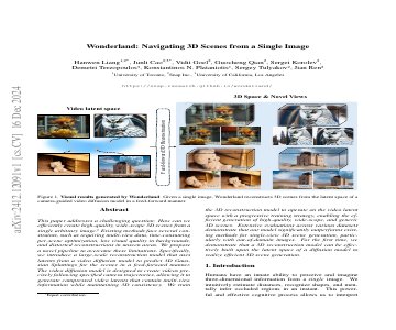 Paper thumbnail for Wonderland: Navigating 3D Scenes from a Single Image