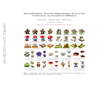 Paper thumbnail for DreamPolisher: Towards High-Quality Text-to-3D Generation via Geometric Diffusion