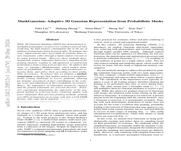 Paper thumbnail for MaskGaussian: Adaptive 3D Gaussian Representation from Probabilistic Masks