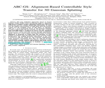 Paper thumbnail for ABC-GS: Alignment-Based Controllable Style Transfer for 3D Gaussian Splatting