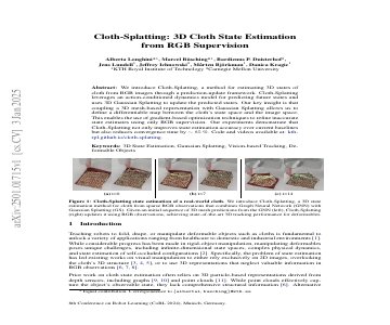 Paper thumbnail for Cloth-Splatting: 3D Cloth State Estimation from RGB Supervision