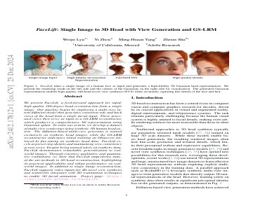Paper thumbnail for FaceLift: Single Image to 3D Head with View Generation and GS-LRM