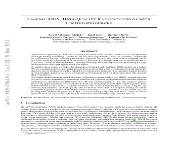 Paper thumbnail for Taming 3DGS: High-Quality Radiance Fields with Limited Resources